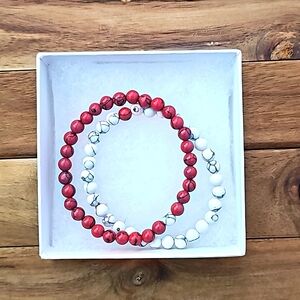 Natural Lava Stone Tiger Eye Beaded Yoga Bracelets, Elasticated